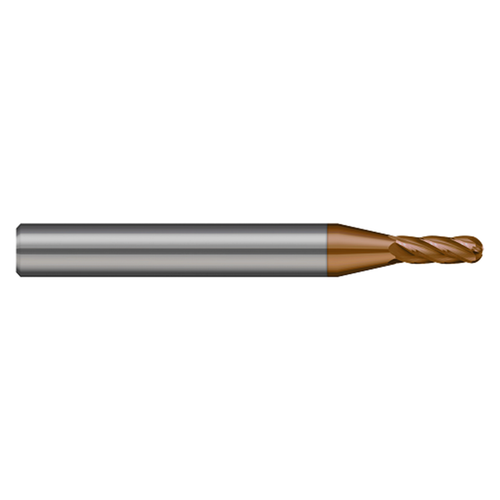 Harvey Tool 715078-C10 | 0.078" Cutter Diameter x 0.234" LOC x 1/8" Shank x 1-1/2" OAL 5 Flute C10 Coated Carbide Miniature Ball End Mill