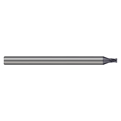 Harvey Tool 677193-C3 | 0.093" Cutter Diameter x 1/8" Shank x 0.140" LOC x 1-1/2" OAL x 0.010" Radius 4 Flute C3 Coated Carbide Miniature Corner Radius End Mill