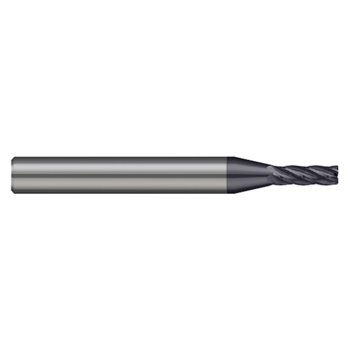 Harvey Tool 719930-C3 | 0.125" Cutter Diameter x 1/8" Shank x 0.375" LOC x 1-1/2" OAL x 0.030" Radius 5 Flute C3 Coated Carbide Miniature Corner Radius End Mill