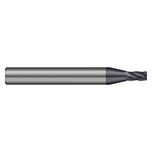 Harvey Tool 720015-C3 | 0.015" Cutter Diameter x 1/8" Shank x 0.023" LOC x 1-1/2" OAL x 0.005" Radius 5 Flute C3 Coated Carbide Miniature Corner Radius End Mill