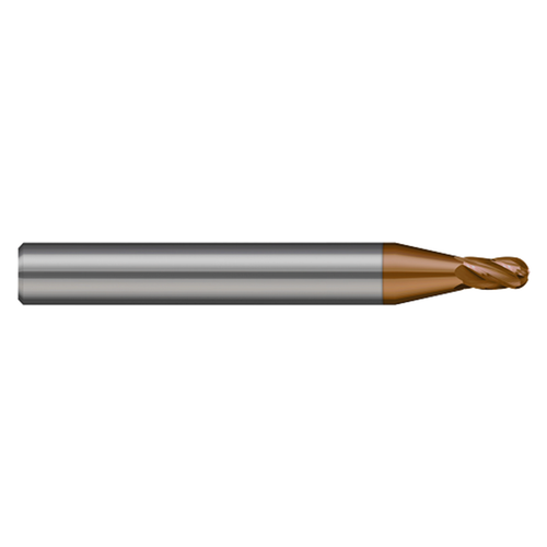Harvey Tool 714850-C10 | 0.050" Cutter Diameter x 0.075" LOC x 1/8" Shank x 1-1/2" OAL 5 Flute C10 Coated Carbide Miniature Ball End Mill