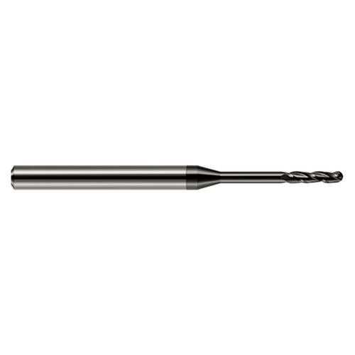 Harvey Tool 750410-C4 | 0.010" Cutter Diameter x 0.050" LOC x 1/8" Shank x 2-1/2" OAL 3 Flute C4 Coated Carbide Miniature Ball End Mill