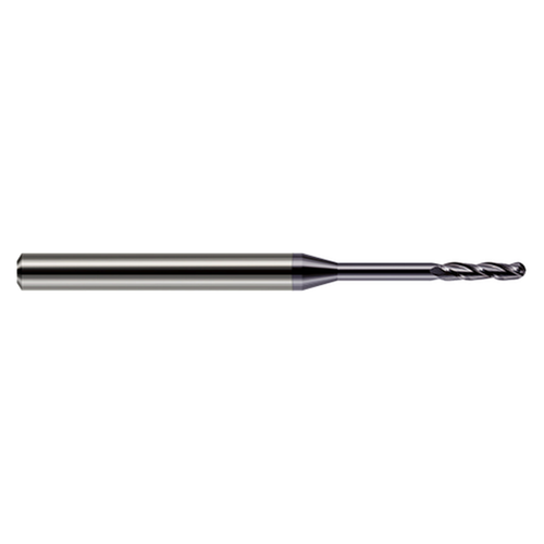 Harvey Tool 750420-C3 | 0.020" Cutter Diameter x 0.100" LOC x 1/8" Shank x 2-1/2" OAL 3 Flute C3 Coated Carbide Miniature Ball End Mill