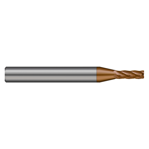 Harvey Tool 720078-C10 | 0.078" Cutter Diameter x 1/8" Shank x 0.118" LOC x 1-1/2" OAL x 0.005" Radius 5 Flute C10 Coated Carbide Miniature Corner Radius End Mill