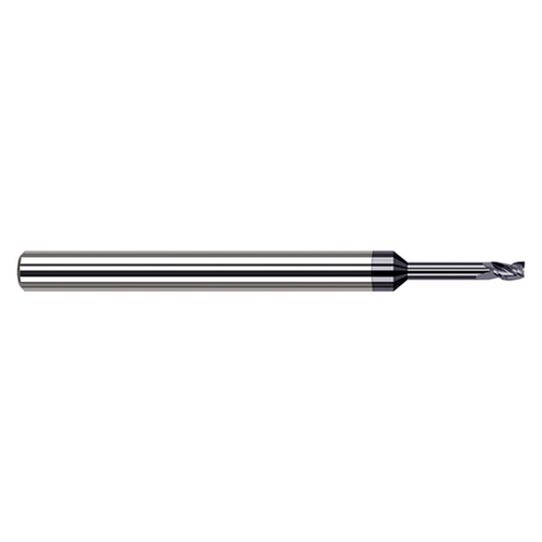 Harvey Tool 753625-C3 | 0.025" Cutter Diameter x 0.037" LOC x 1/8" Shank x 2-1/2" OAL 4 Flutes C3 Coated Carbide Miniature Square End Mill