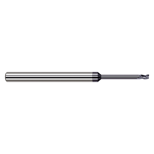 Harvey Tool 789125-C3 | 0.025" Cutter Diameter x 0.037" LOC x 1/8" Shank x 2-1/2" OAL 4 Flutes C3 Coated Carbide Miniature Square End Mill