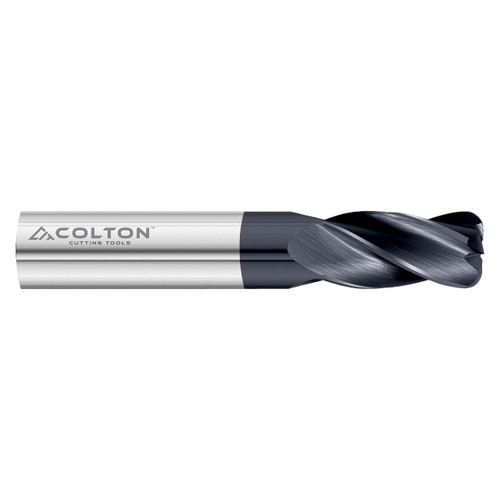 Colton Industrial Tools 63059 | 1/8" Diameter x 1/8" Shank x 1/4" LOC x 1-1/2" OAL x 0.015" Radius 4 Flute AlTiN Coated Carbide Corner Radius End Mill