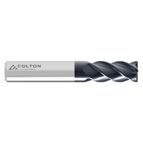 Colton Industrial Tools 63093 | 1/2" Diameter x 1/2" Shank x 1" LOC x 3" OAL x 0.015" Radius 4 Flute AlTiN Coated Carbide Corner Radius End Mill