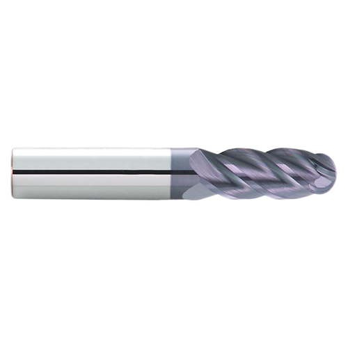 Garr Tool 28720 | 12.00mm Diameter x 12.000" Shank x 32.00mm LOC x 75.00mm OAL x 41 Degree Helix Angle 4 Flute Ball End Mill