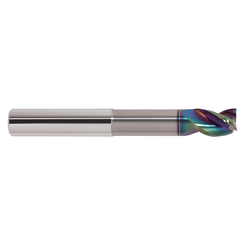 Garr Tool 41683 | 8.00mm Diameter x 8.000" Shank x 12.00mm LOC x 75.00mm OAL x 38 Degree Helix Angle 3 Flute MAYURA Coated Square End Mill