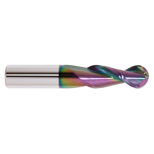 Garr Tool 43102 | 10.00mm Diameter x 10.000" Shank x 24.00mm LOC x 70.00mm OAL x 41 Degree Helix Angle 2 Flute Ball End Mill