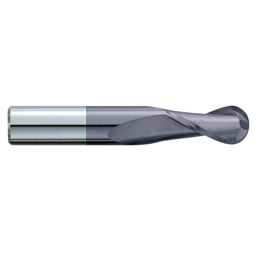 Garr Tool 47147 | 10.00mm Diameter x 10.000" Shank x 25.00mm LOC x 70.00mm OAL x 30 Degree Helix Angle 2 Flute Ball End Mill