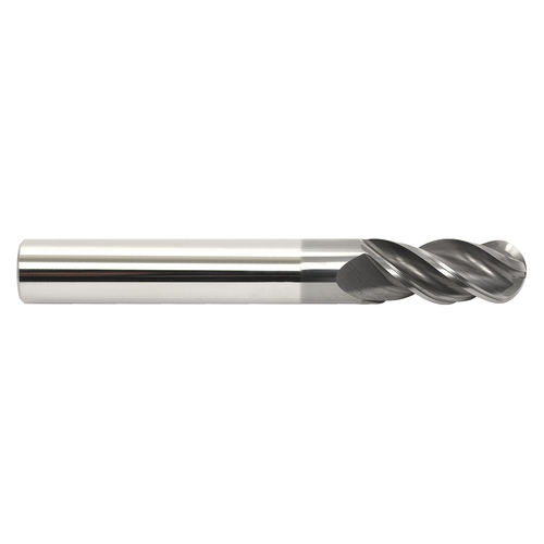 Garr Tool 50259 | 12.00mm Diameter x 12.000" Shank x 32.00mm LOC x 75.00mm OAL x 35 Degree Helix Angle 4 Flute Ball End Mill