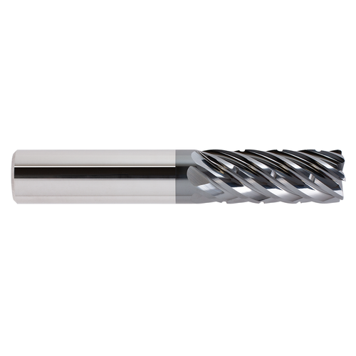 Garr Tool 64905 | 10.00mm Diameter x 10.000" Shank x 25.00mm LOC x 70.00mm OAL x 37 Degree Helix Angle 7 Flute ALCRONOS Coated Square End Mill