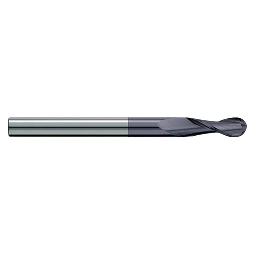 Garr Tool 97237 | 12.00mm Diameter x 12.000" Shank x 25.00mm LOC x 100.00mm OAL x 30 Degree Helix Angle 2 Flute Ball End Mill