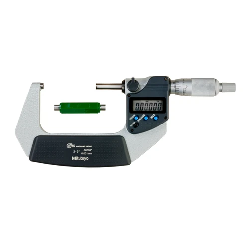 Mitutoyo 293-342-32 | 2.000" - 3.000" Range x 0.00005" Resolution x ±0.00005" Accuracy x 18.00mm Thimble IP65 Emel Coated Hardened Steel 293 Series Electronic Outside Micrometer