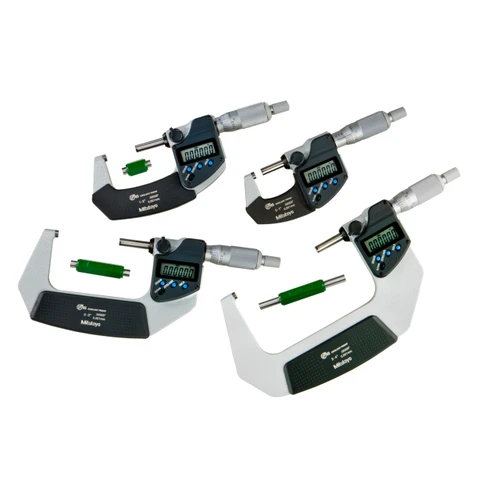 Mitutoyo 293-961-32 | 0 - 4.000" Range x 0.00005" Resolution x ±0.00005" Accuracy x 18.00mm Thimble Emel Coated Hardened Steel 293 Series Electronic Outside Micrometer