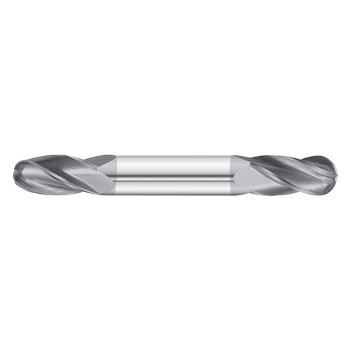 Fullerton Tool 12402 | 1/8" Diameter x 1/8" Shank x 3/8" LOC x 2" OAL 4 Flute TiAlN Solid Carbide Ball End Mill