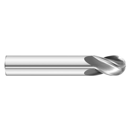 Fullerton Tool 32163 | 3/16" Diameter x 3/16" Shank x 3/8" LOC x 2" OAL 4 Flute Uncoated Solid Carbide Ball End Mill