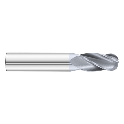 Fullerton Tool 30365 | 7/16" Diameter x 7/16" Shank x 1" LOC x 2-3/4" OAL 4 Flute TiCN Solid Carbide Ball End Mill
