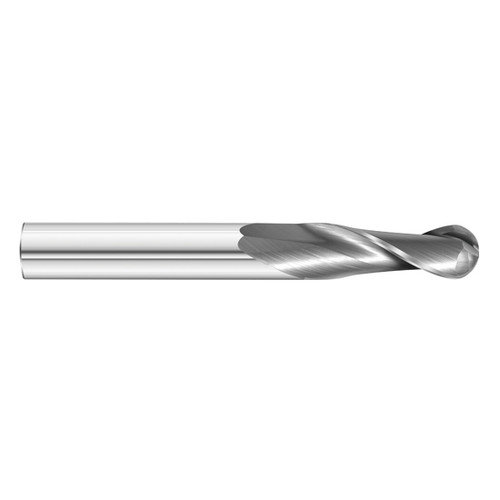 Fullerton Tool 32568 | 1/4" Diameter x 1/4" Shank x 1-1/8" LOC x 3" OAL 2 Flute Uncoated Solid Carbide Ball End Mill
