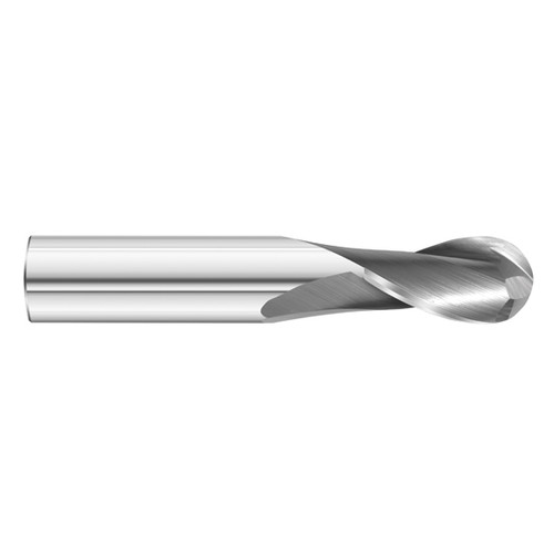 Fullerton Tool 32098 | 1/4" Diameter x 1/4" Shank x 3/4" LOC x 2-1/2" OAL 2 Flute Uncoated Solid Carbide Ball End Mill