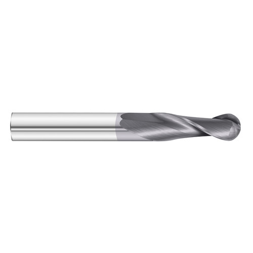 Fullerton Tool 30146 | 3/16" Diameter x 3/16" Shank x 1-1/4" LOC x 3" OAL 2 Flute TiAlN Solid Carbide Ball End Mill