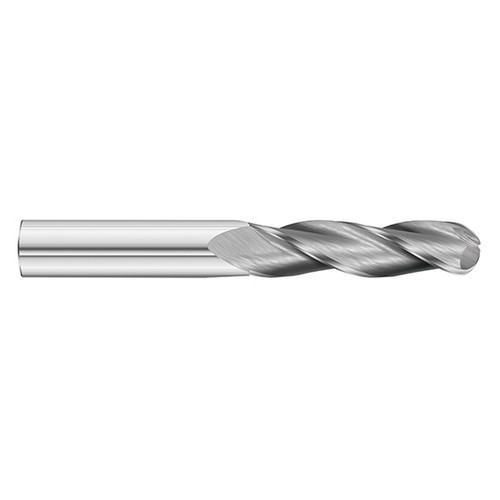 Fullerton Tool 33072 | 5/16" Diameter x 5/16" Shank x 1-5/8" LOC x 4" OAL 3 Flute Uncoated Solid Carbide Ball End Mill