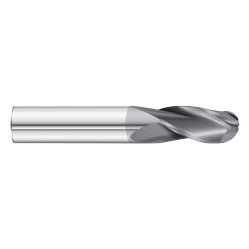 Fullerton Tool 92397 | 4.50mm Diameter x 5mm Shank x 14mm LOC x 51mm OAL 3 Flute TiAlN Solid Carbide Ball End Mill