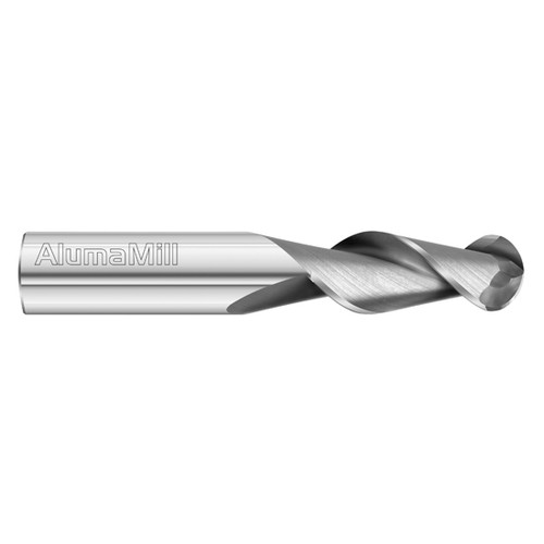 Fullerton Tool 38520 | 5/8" Diameter x 5/8" Shank x 1-5/8" LOC x 3-1/2" OAL 2 Flute Uncoated Solid Carbide Ball End Mill