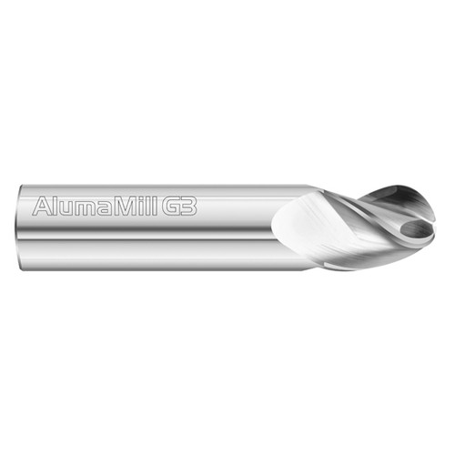 Fullerton Tool 27182 | 3/16" Diameter x 3/16" Shank x 5/16" LOC x 2" OAL 3 Flute Uncoated Solid Carbide Ball End Mill