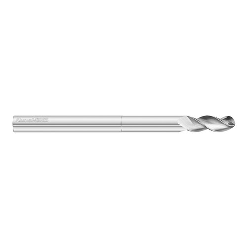 Fullerton Tool 27393 | 10mm Diameter x 10mm Shank x 26mm LOC x 100mm OAL 3 Flute Uncoated Solid Carbide Ball End Mill