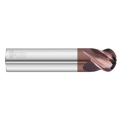 Fullerton Tool 35085 | 1" Diameter x 1" Shank x 1-1/4" LOC x 4" OAL 4 Flute FC20 Solid Carbide Ball End Mill