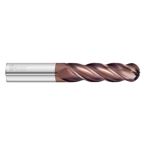 Fullerton Tool 35011 | 3/16" Diameter x 3/16" Shank x 3/4" LOC x 2-1/2" OAL 4 Flute FC20 Solid Carbide Ball End Mill