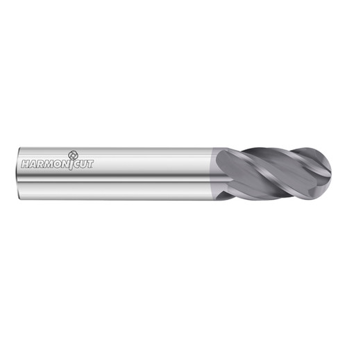 Fullerton Tool 34107 | 1/2" Diameter x 1/2" Shank x 1-1/4" LOC x 3" OAL 4 Flute FC18 Solid Carbide Ball End Mill