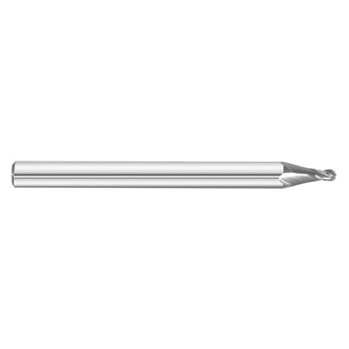 Fullerton Tool 30964 | 0.0350" Diameter x 1/8" Shank x 0.1050" LOC x 1-1/2" OAL 4 Flute Uncoated Solid Carbide Ball End Mill