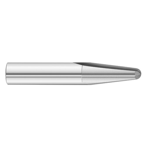 Fullerton Tool 32602 | 3/16" Diameter x 3/16" Shank x 3/8" LOC x 2" OAL 2 Flute Uncoated Solid Carbide Ball End Mill