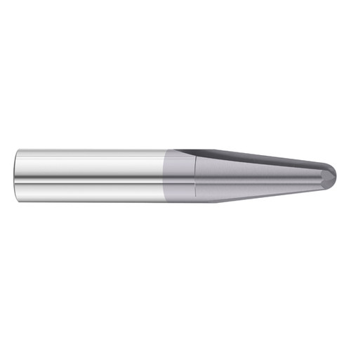 Fullerton Tool 38777 | 3/8" Diameter x 3/8" Shank x 3/4" LOC x 2-1/2" OAL 2 Flute TiAlN Solid Carbide Ball End Mill