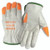 Wells Lamont Y0145M | Medium Uncoated Hemmed Cuff White/Orange Cowhide Driver's Gloves
