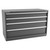 Champion Tool Storage DWS1500-0401-ILC-FTB-DG | 56-1/2" Width x 35-7/8" Height x 22-1/2" Depth 4 Drawer 78 Compartment Powder Coated Steel Modular Compartment Cabinet - Dark Gray