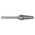 ATA SGSPRO 19072 | 1/2" Cutter Diameter x 1/4" Shank x 3" OAL x 1-1/8" LOC 14 Degree Included Angle Brazed SL-4 Ball Nosed Cone Burr