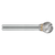 ATA SGSPRO 10281 | 1/2" Cutter Diameter x 3/8" Shank x 2-1/2" OAL x 7/16" LOC Heavy Duty Cut Brazed SD-5 Ball Burr