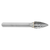 ATA SGSPRO 10290 | 1/2" Cutter Diameter x 1/4" Shank x 2-3/4" OAL x 1" LOC Heavy Duty Cut Brazed SG-5 Pointed Tree Burr