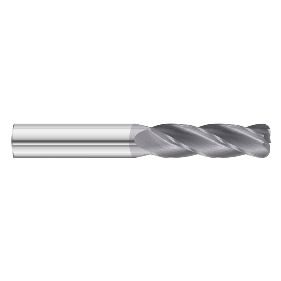 Fullerton Tool 31532 | 1/4" Diameter x 1/4" Shank x 1-1/8" LOC x 3" OAL 4 Flute TiAlN Solid Carbide Radius End Mill