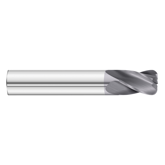 Fullerton Tool 31612 | 3/4" Diameter x 3/4" Shank x 1" LOC x 4" OAL 4 Flute TiAlN Solid Carbide Radius End Mill