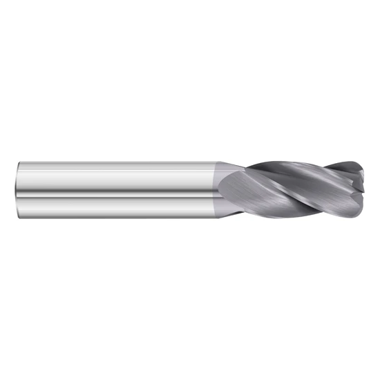 Fullerton Tool 33834 | 5/8" Diameter x 5/8" Shank x 1-1/2" LOC x 3-1/2" OAL 4 Flute TiAlN Solid Carbide Radius End Mill