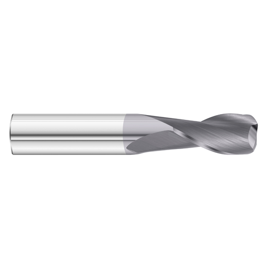 Fullerton Tool 33875 | 5/8" Diameter x 5/8" Shank x 1-1/2" LOC x 3-1/2" OAL 2 Flute TiAlN Solid Carbide Radius End Mill