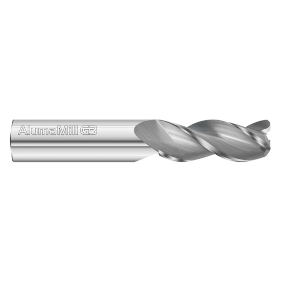 Fullerton Tool 27123 | 5/8" Diameter x 5/8" Shank x 1-1/4" LOC x 3-1/2" OAL 3 Flute Uncoated Solid Carbide Radius End Mill