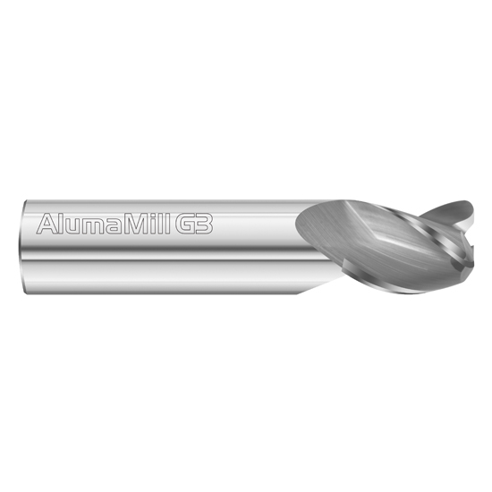 Fullerton Tool 27379 | 10mm Diameter x 10mm Shank x 15mm LOC x 64mm OAL 3 Flute Uncoated Solid Carbide Radius End Mill
