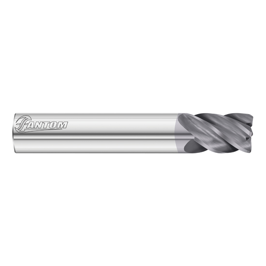 Fullerton Tool 34162 | 3/8" Diameter x 3/8" Shank x 1/2" LOC x 2-1/2" OAL 5 Flute FC18 Solid Carbide Radius End Mill